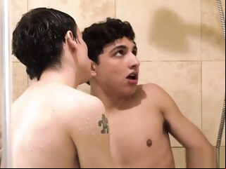 gay Gay stepbrother s teen in the shower and fucks him stepbrother
